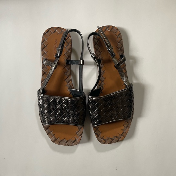 [Bottega Veneta] Ravello Pewter Braided Flat Strap Sandals Sz: 8 [EU 38] - Picture 2 of 9